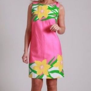 Lilly Pulitzer Stephanie Shift Dress Hotty Pink Dancing Daffodils Size 10